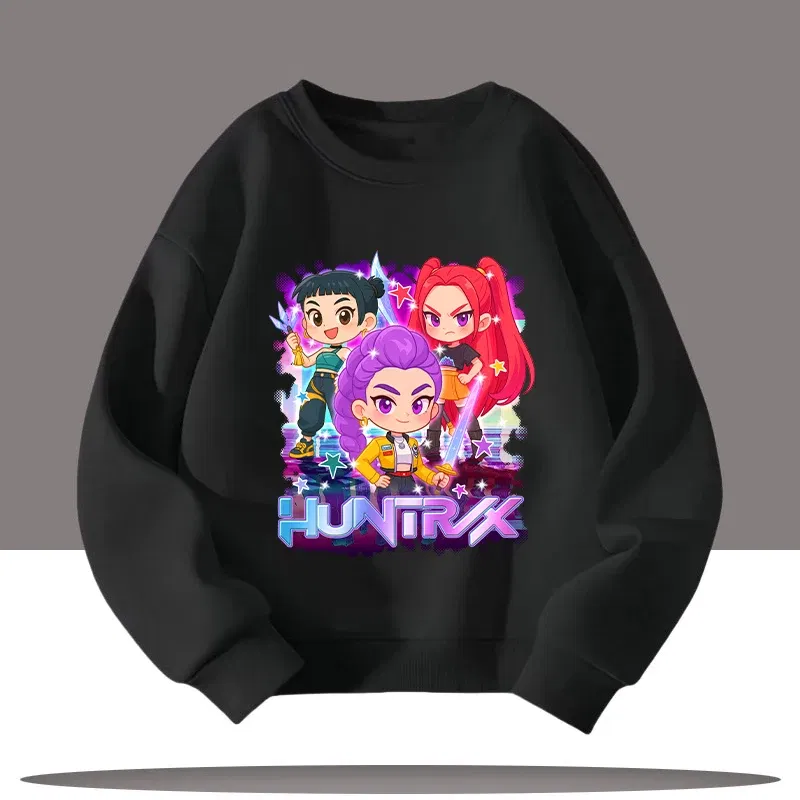 Color: Silver, Kid Size: 6 - K-pop Demon Hunters New Children's Round-neck Sports Shirt with Cartoon Print - 3-12 Years Old Cute Girl Casual Top