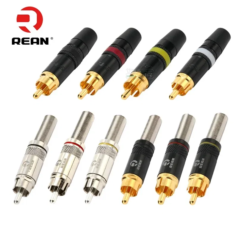 Color: grey - 1pcs REAN RCA audio AV video plug gold-plated large tail diameter NYS366-BG fever HIFI DVD