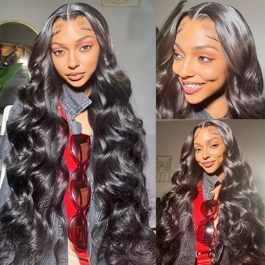 Color: Natural Color, Ships From: CHINA, Stretched Length: 30Inches, Density: 150% - 13x4 13x6 Transparent Body Wave Wig Pre Plucked Glueless 4x4 HD Lace Closure Wigs For Women Brazilian Lace Front Human Hair Wig