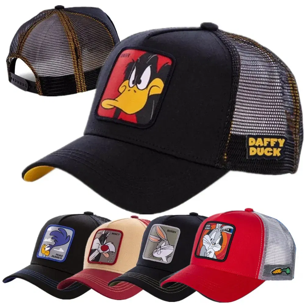 Color: Rose Red, Size: Adjustable - Hot Sale Unisex Anime Cartoon Cap High Quality Patch Draw Baseball Cap Men Trucker Hat