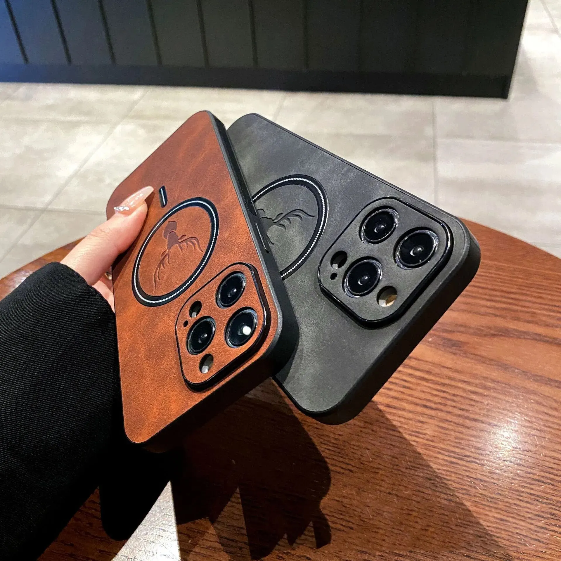 Material: plastic, Color: Dark Brown - Luxury For Magsafe Wireless Charging Phone Case For iPhone 15 Pro 14 Plus 13 12 11 Pro Max Elk Magnetic Bumper Protective Cover