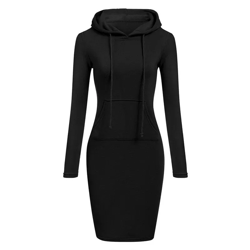 Color: Beige, Size: XXL - Ladies Dress Autumn Women Hooded Dresses Hoodies Women Sweatshirts Women Hoodies Dress Tops Ladies Clothing