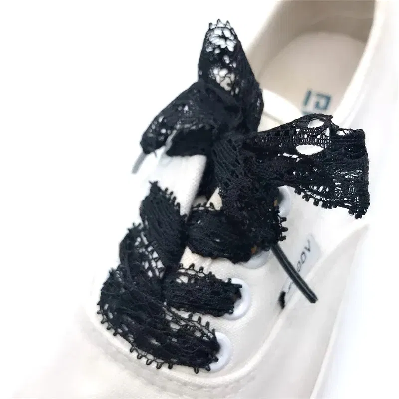 Color: WHITE, Length: 100cm, Ships From: CHINA - 1 Pair New Lace Shoelaces Women's Casual Shoes Fashion Ribbon Shoelace Outdoor Sneakers Black Shoe Laces 80CM/100CM/120CM
