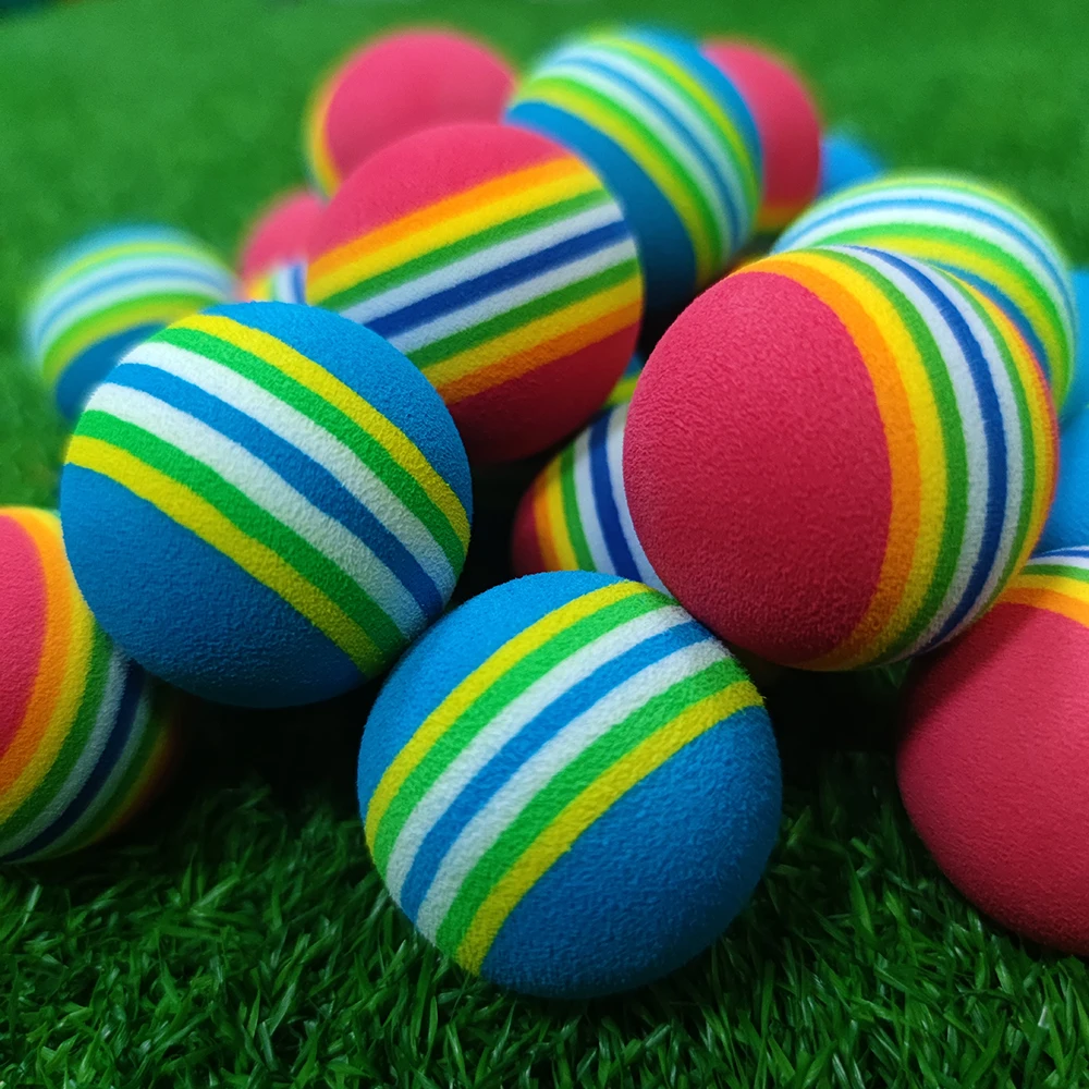 Color: Blue - 10 Pcs Rainbow Color EVA Foam Practice Sponge Golf Balls Bulk