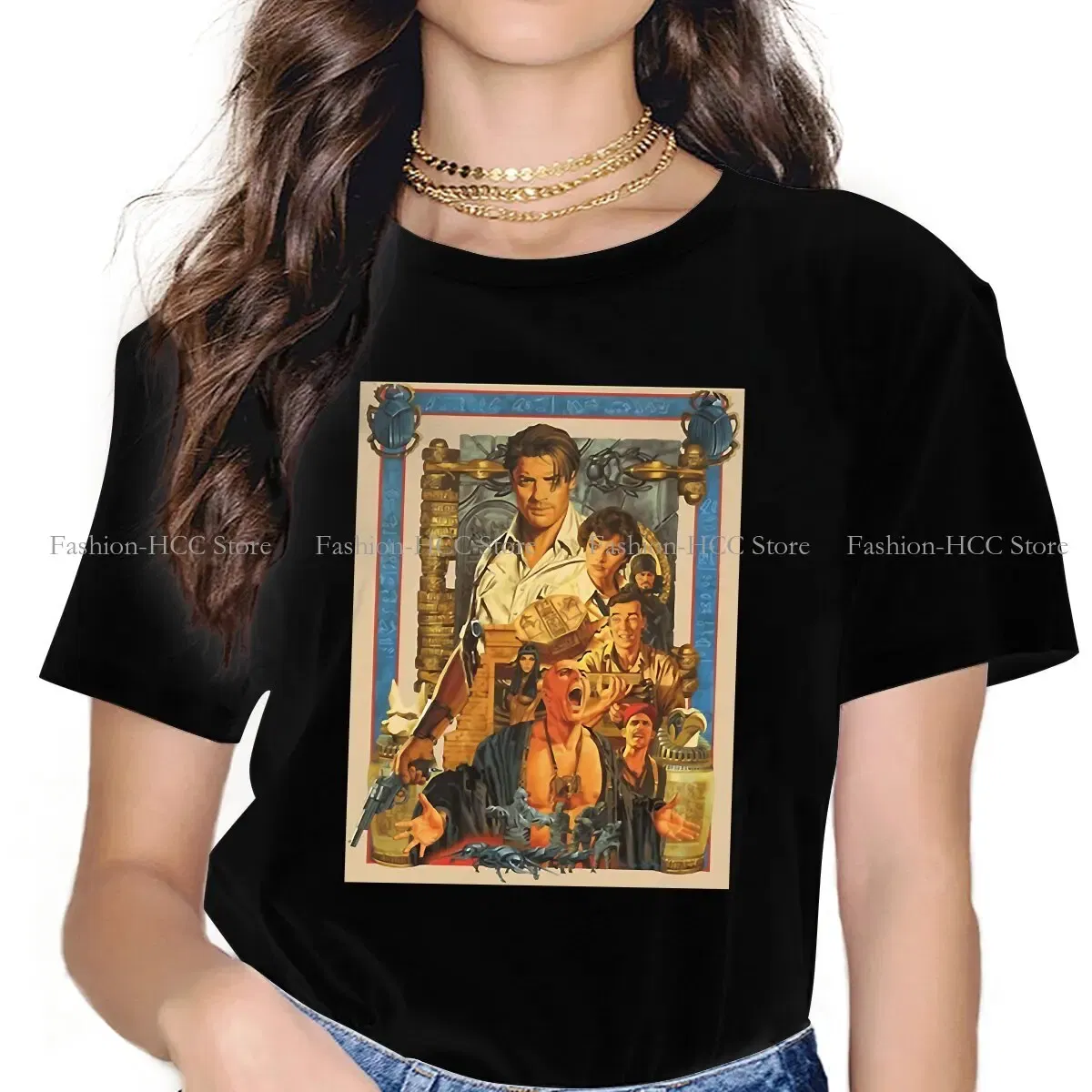 Color: WHITE, Size: L - Brendan  Fraser Poster Unique Polyester TShirt The Mummy Movie Top Quality Creative Graphic  T Shirt Stuff