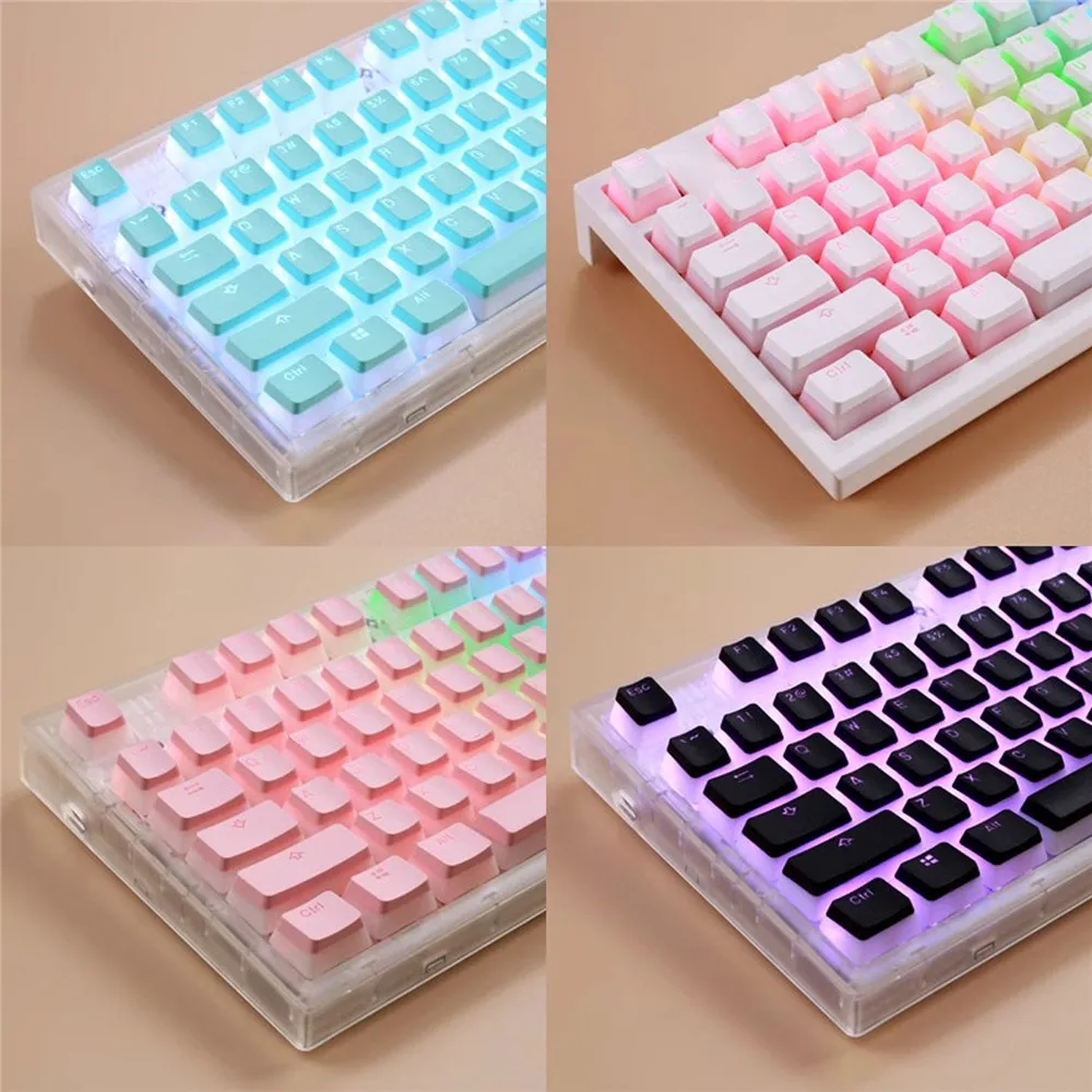 Color: WHITE - 104 Keys Pudding Theme Keycap OEM Profile ABS PBT Double Shot Keycap For Mx Switch Mechanical Keyboard RGB Backlit Key Caps