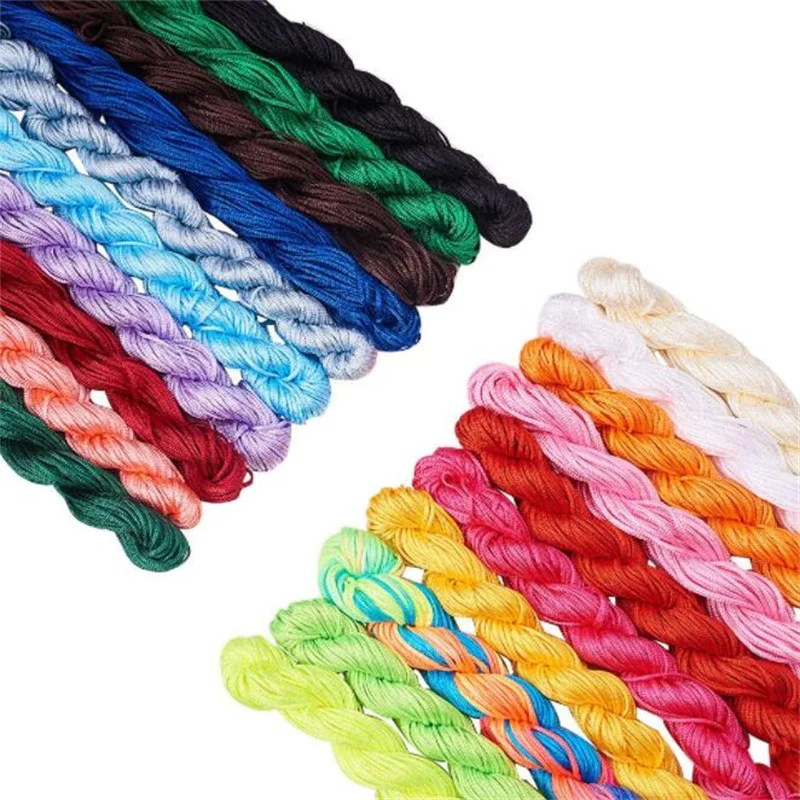 Color: Gold - 24m Polyester Braided Jade Thread For DIY Handmade Necklace Bracelet Trinket Pendant Braided Accessories Jewelry Making Finding