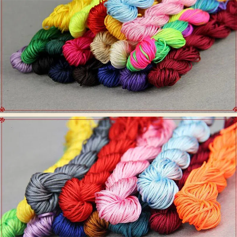 Color: Gold - 24m Polyester Braided Jade Thread For DIY Handmade Necklace Bracelet Trinket Pendant Braided Accessories Jewelry Making Finding