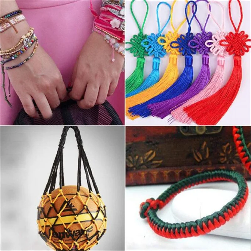 Color: Gold - 24m Polyester Braided Jade Thread For DIY Handmade Necklace Bracelet Trinket Pendant Braided Accessories Jewelry Making Finding
