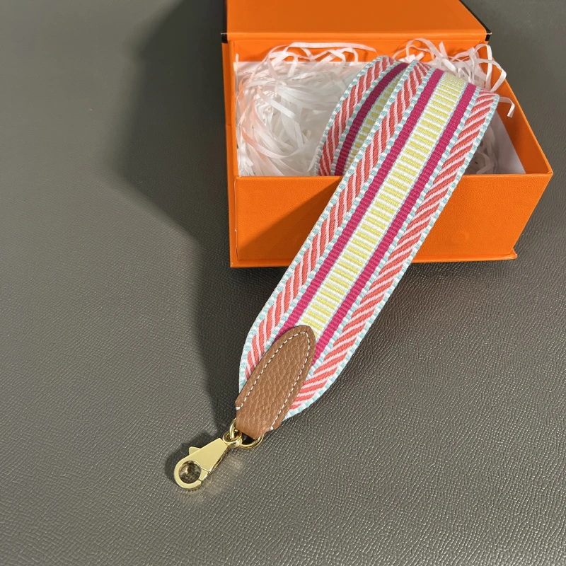 Color: PURPLE, Size: Other - Herbag Evelyn Replacement Shoulder Strap Gold Togo Cowhide Woven Canvas 5cm Wide Hand-Sewn