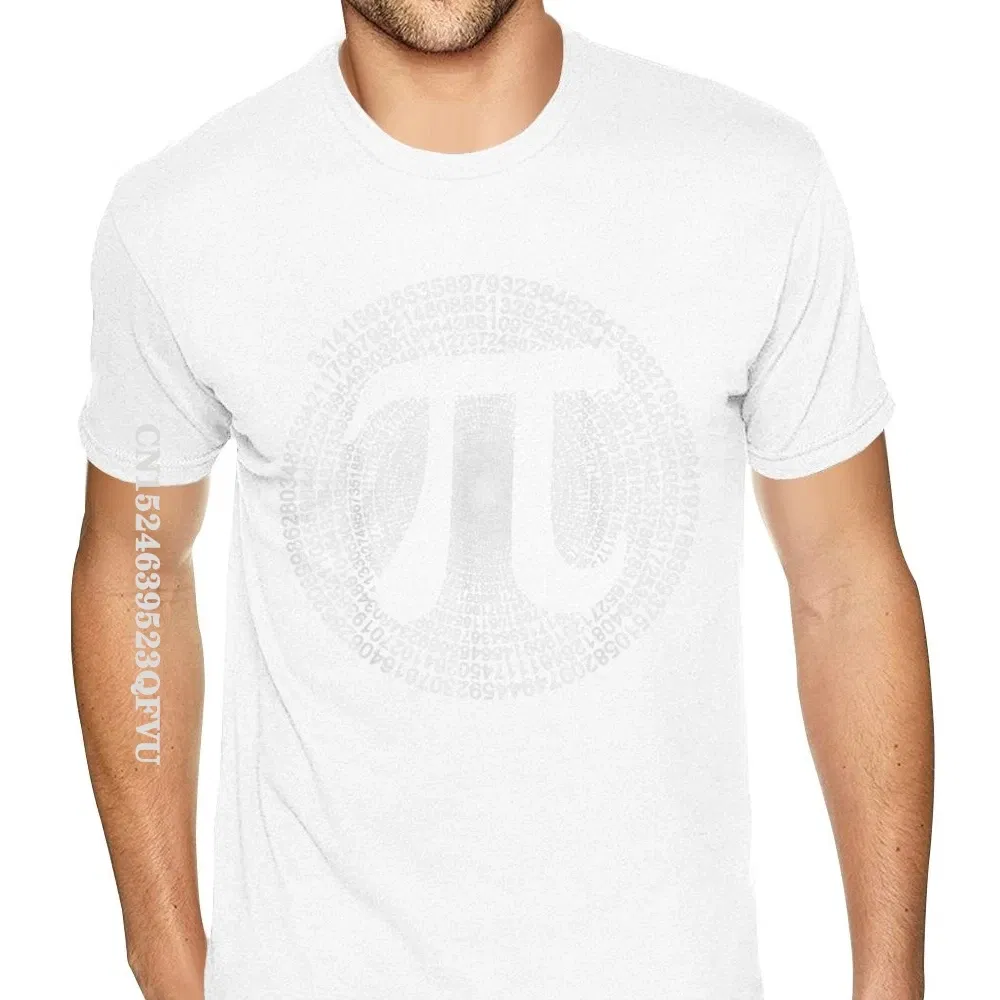 Color: WHITE, Size: XL - Classic Pi T Shirt 3,14 Pi Number Symbol Math Science Gift Tee Shirts For Men Make Your Own Soft Cotton HipHop Print Tee
