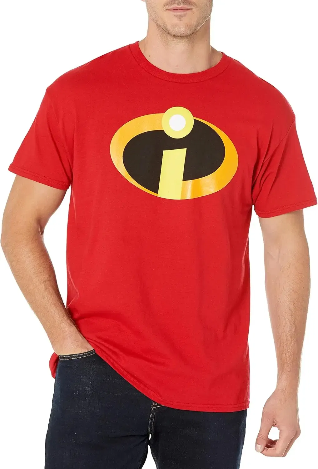 Color: Red, Size: 5XL - Disney Pixar The Incredibles Logo Symbol Costume T-Shirt