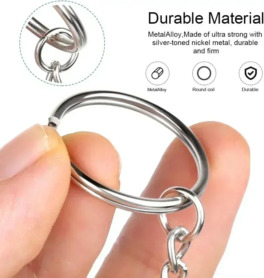Color: Burlywood - 200pcs Metal Blank Keyring Keychain Split Rings Keyfob Key Rings Lobster Clasp Key Chain Key Pendant Ring Stainless Steel Rings