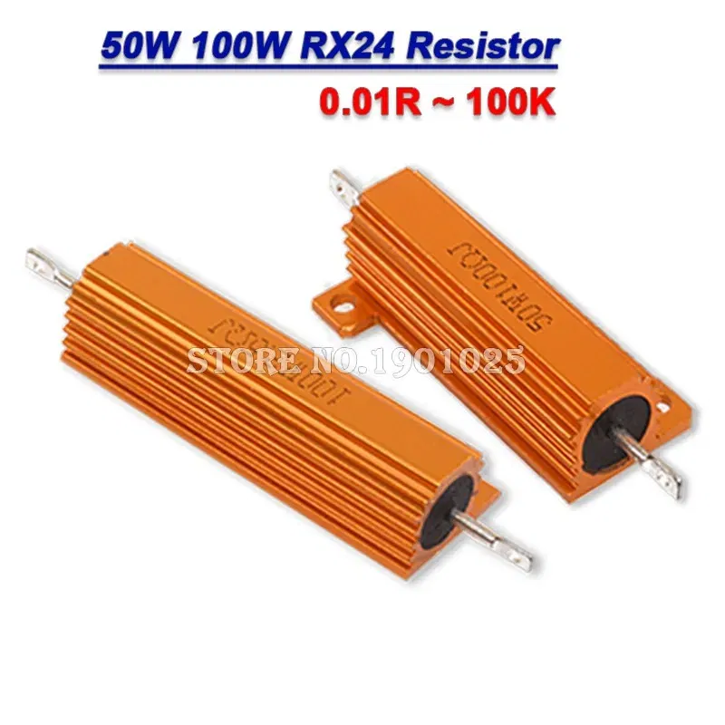 Resistance: 0.01r - New RX24 Aluminum Power Metal Shell Case Wirewound Resistor BXV 50W 100W  0.01R ~ 100K 1 6 8 10 20 200 500 1K 10K Ohm Resistance