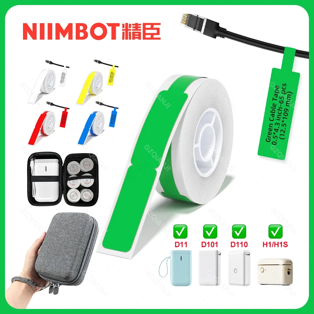 Color: WHITE - NIIMBOT Sticker Self-adhesive Label Thermal Papers for D11 D101 D110 Mini Printer White Colorful Waterproof Cable Tape Rolls
