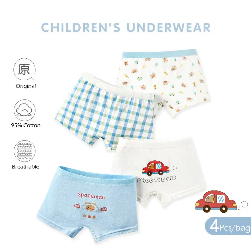 Color: black, Kid Size: 3T - Kids Boys Underwear Spring Newest Baby Underpants Children 4pcs Cotton Briefs Boys Boxer Shorts Baby Underwear