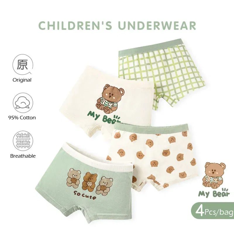 Color: black, Kid Size: 3T - Kids Boys Underwear Spring Newest Baby Underpants Children 4pcs Cotton Briefs Boys Boxer Shorts Baby Underwear