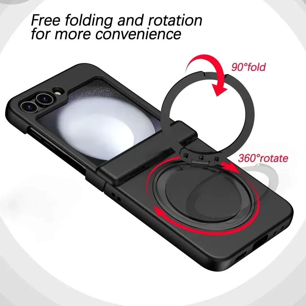 Color: Lavender, Material: CANVAS - For Samsung Galaxy Z Flip 3 5 4 6 Magsafe Case Wireless Charging Hinge All-inclusive Flip Shockproof Hard Magnetic Holder Cover