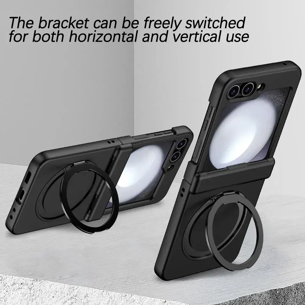 Color: Lavender, Material: CANVAS - For Samsung Galaxy Z Flip 3 5 4 6 Magsafe Case Wireless Charging Hinge All-inclusive Flip Shockproof Hard Magnetic Holder Cover