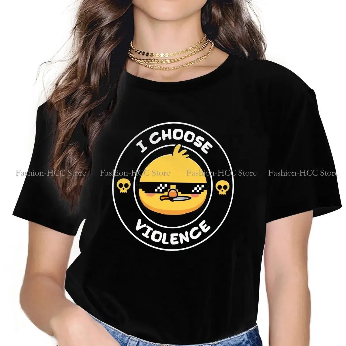 Color: WHITE, Size: XXXL - Sunglasses Style Polyester TShirt I Choose Violence Funny Duck Comfortable New Design Gift Idea T Shirt Stuff