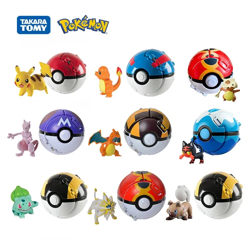 Color: DEEP BLUE - New Pokemon Pokeball Anime Action Figurse Pikachu Squirtle Pocket Monster Variant Pok?©mon Game Elf Ball Model Toys Kids Gift