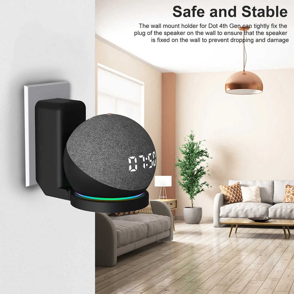 Color: black - Wall Mount Bracket for Echo Dot 4th Gen / Echo Dot 5th Generation with Cable Storage, PC Material Hard Case Matte Speaker Stand