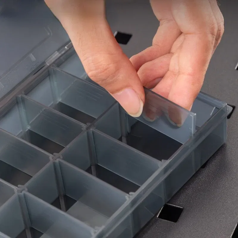 Color: Green - 1Pcs Multi-lattice Slots Tool Case Storage Boxes Adjustable Transparent Tool Box Screw Craft Jewelry Accessories Organizer Box