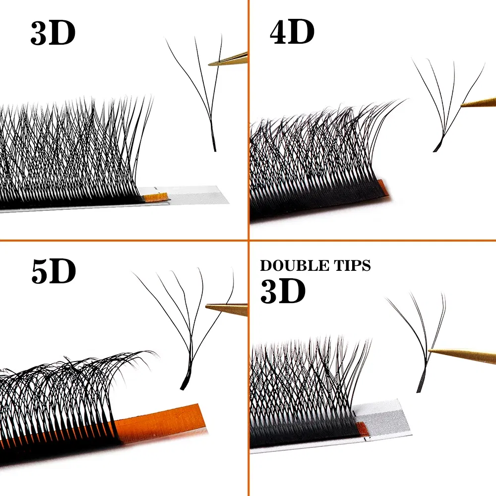 Color: Brushed Brass, Curl: CC, Thickness: 0.07mm, Length: 8mm - Yelix Cilios 5D W Shape Eyelash Extensions 4D/6D Premade Volume Fans Natural Soft Automatic Flowering Lash Makeup Supplies
