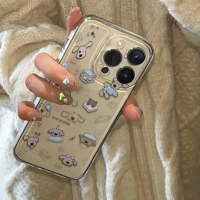 Color: Clear, Ships From: CHINA, Material: PU - Cartoon full screen dog transparent phone case for iPhone 7 8 plus xr x 11 12 13 14 15 pro max soft silicone anti-drop