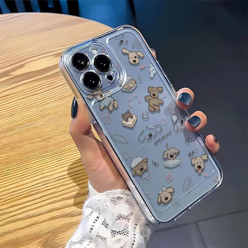 Color: Clear, Ships From: CHINA, Material: PU - Cartoon full screen dog transparent phone case for iPhone 7 8 plus xr x 11 12 13 14 15 pro max soft silicone anti-drop