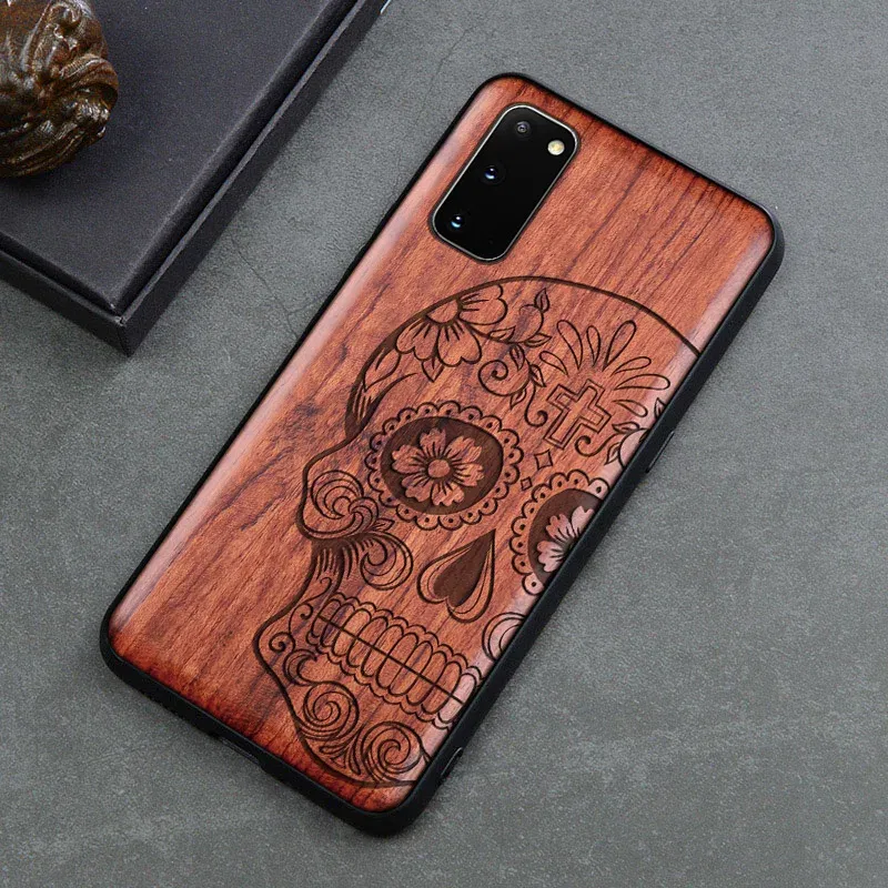 Color: Orange, Material: EVA - Natural Wood Wooden TPU Case For Samsung Galaxy Note 20 Ultra S24 S23 S21 Ultra S20 FE S10 Plus Case Cover Phone Shell Skin Bag