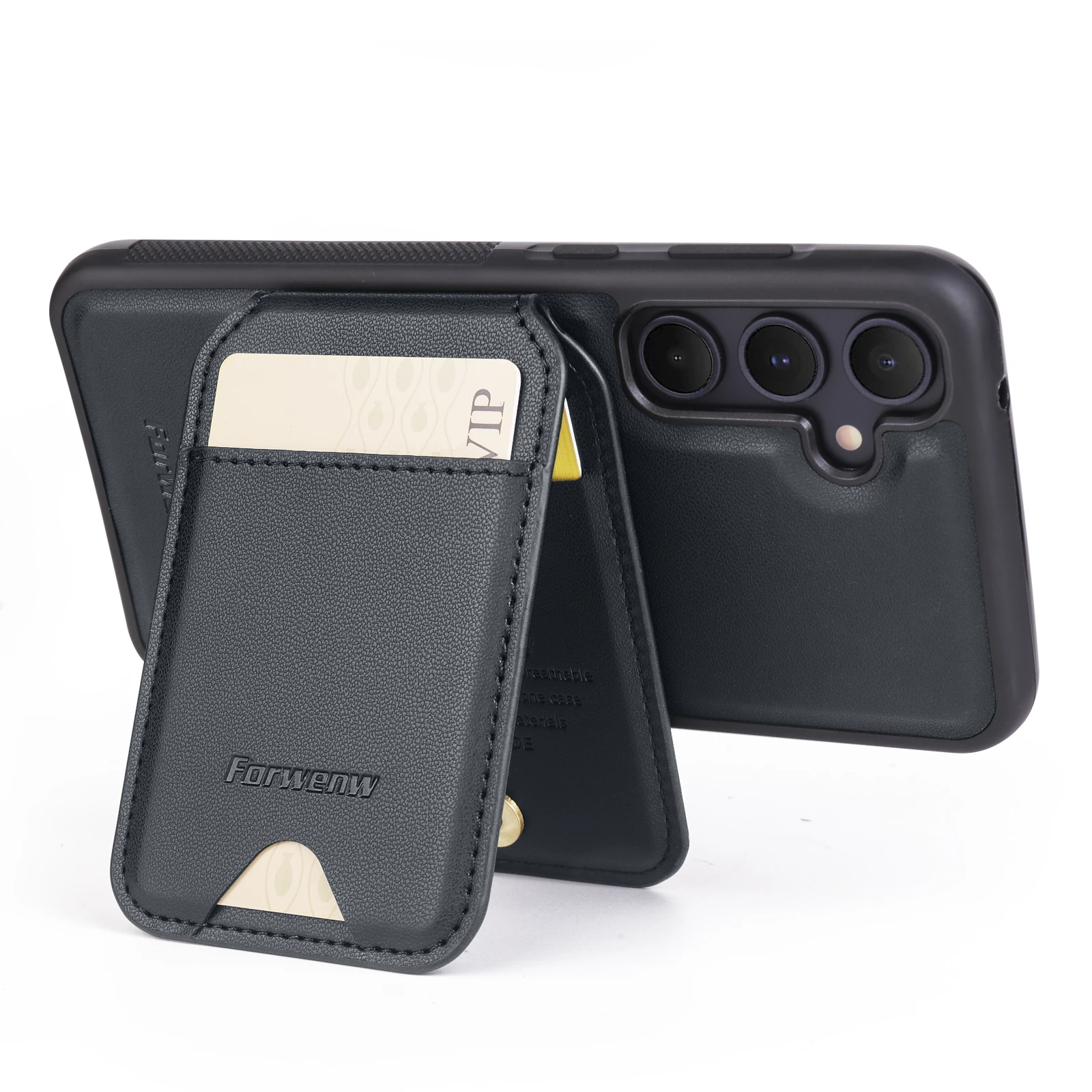 Color: black, Compatibility by Model: Galaxy A56 - Leather Case For Samsung Galaxy A16 A36 A56 A55 A35 A15 A25 S25 S24 Ultra S23 S22 Plus + 2 in 1 Detachable Vertical Wallet Cover