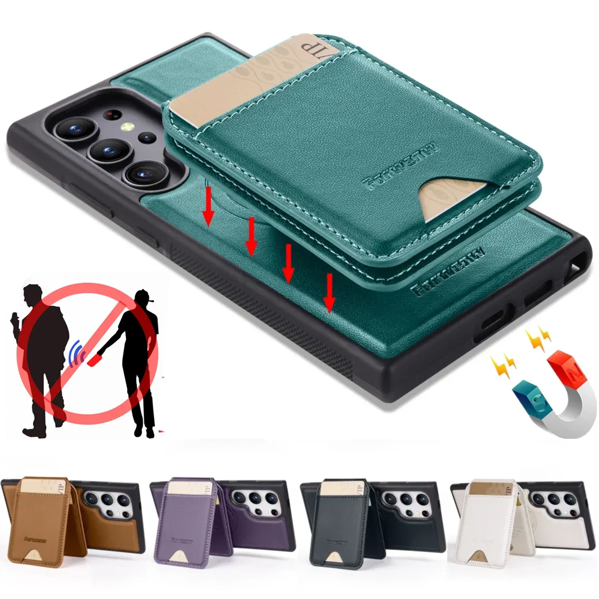 Color: black, Compatibility by Model: Galaxy A56 - Leather Case For Samsung Galaxy A16 A36 A56 A55 A35 A15 A25 S25 S24 Ultra S23 S22 Plus + 2 in 1 Detachable Vertical Wallet Cover