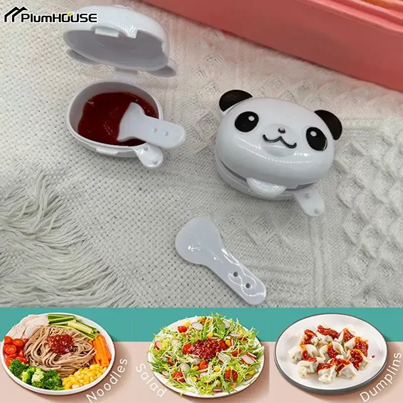 Color: Gold - 2Pcs Lunch Bento Soy Sauce Box Container Cute Plastic Condiment Dispenser Mini Portable Salad Dressing Tomato Ketchup Bottle Jar