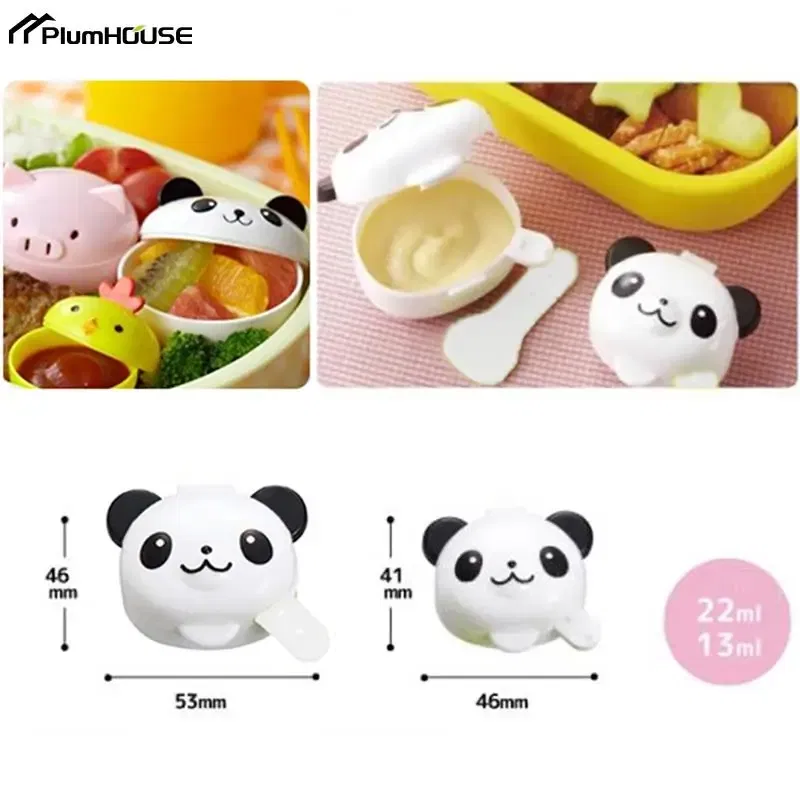 Color: Gold - 2Pcs Lunch Bento Soy Sauce Box Container Cute Plastic Condiment Dispenser Mini Portable Salad Dressing Tomato Ketchup Bottle Jar