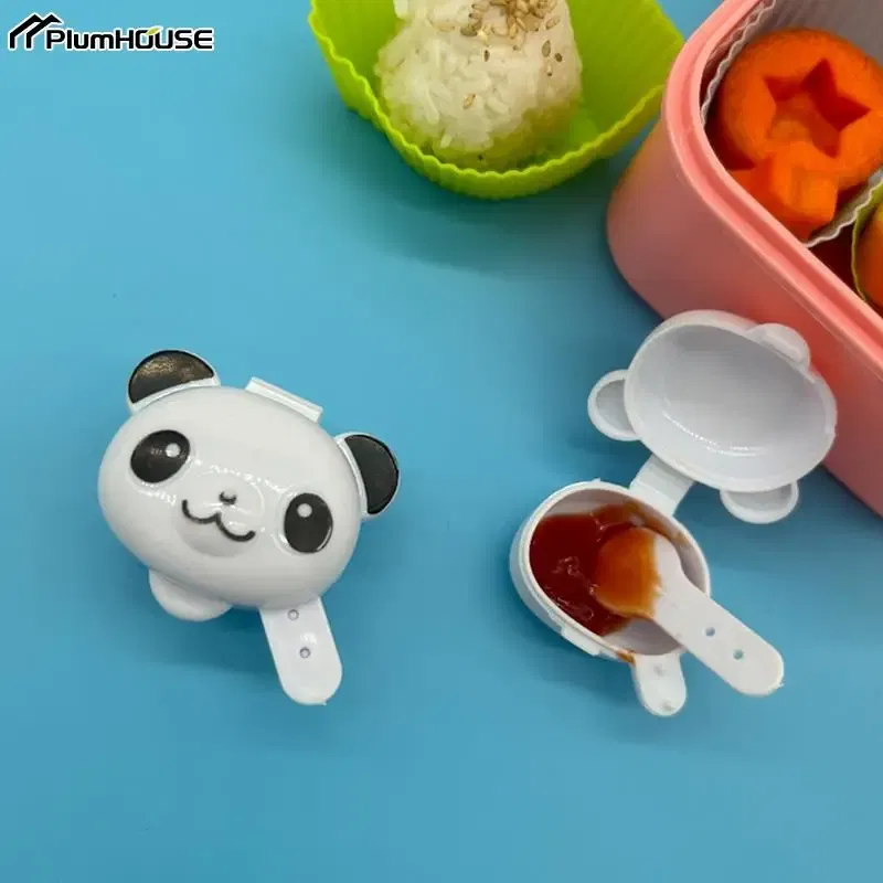 Color: Gold - 2Pcs Lunch Bento Soy Sauce Box Container Cute Plastic Condiment Dispenser Mini Portable Salad Dressing Tomato Ketchup Bottle Jar