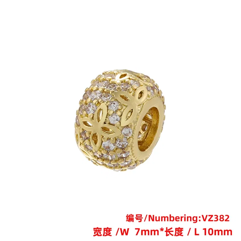 Color: Red - ZHUKOU Brass flowers beads for jewelry making Cubic zirconia diy handmade Bracelets jewelry making beads Jewelry materials VZ380