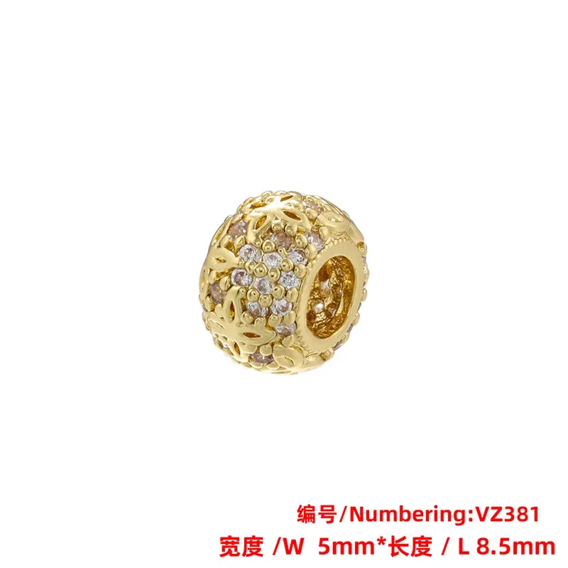 Color: Red - ZHUKOU Brass flowers beads for jewelry making Cubic zirconia diy handmade Bracelets jewelry making beads Jewelry materials VZ380