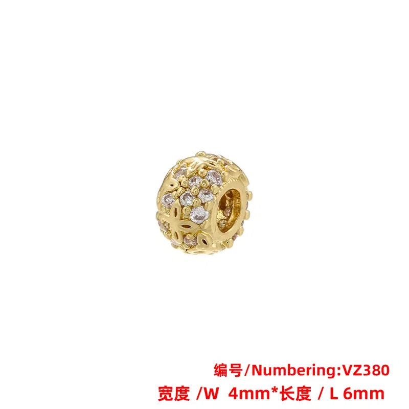 Color: Red - ZHUKOU Brass flowers beads for jewelry making Cubic zirconia diy handmade Bracelets jewelry making beads Jewelry materials VZ380