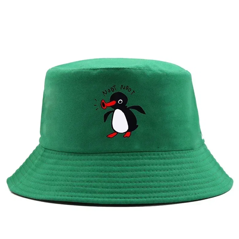 Color: DEEP BLUE - Summer Penguin Bucket Hat Reversible Bob Men Women Cotton Travel Beach Fisherman Hat Outdoor Sports Pull Up Bob Panama Sun Hat