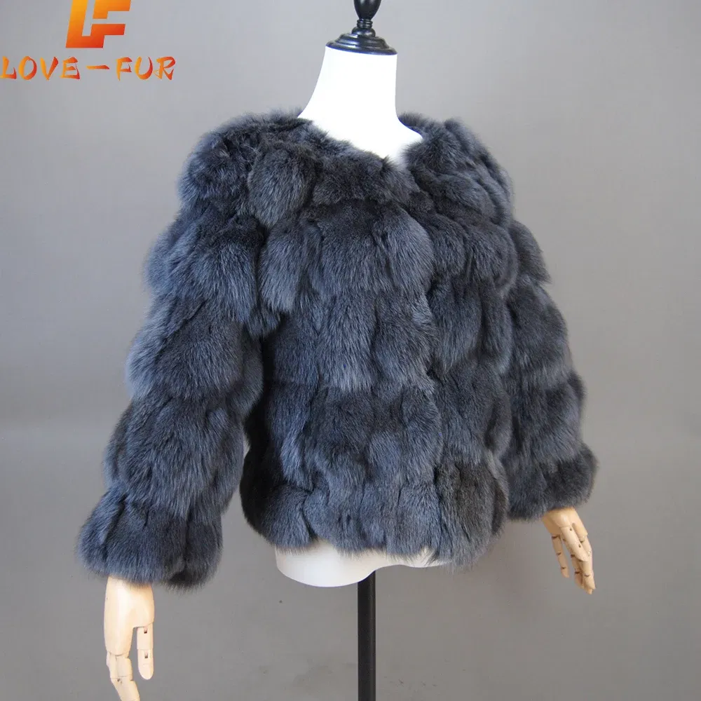 Color: Fuchsia, Size: M - 2025 New Style Real Fur Coat 100% Natural Fur Jacket Female Winter Warm Leather Fox Fur Coat High Quality Fur Vest