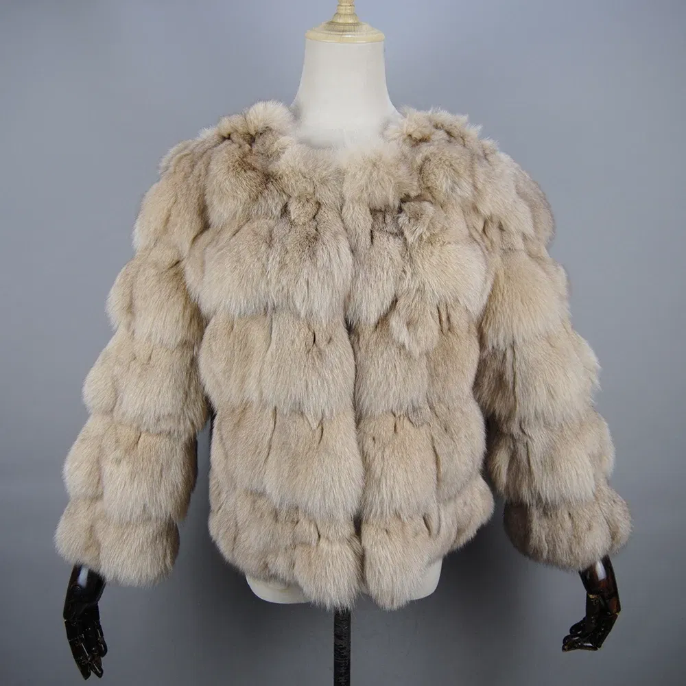 Color: Fuchsia, Size: M - 2025 New Style Real Fur Coat 100% Natural Fur Jacket Female Winter Warm Leather Fox Fur Coat High Quality Fur Vest