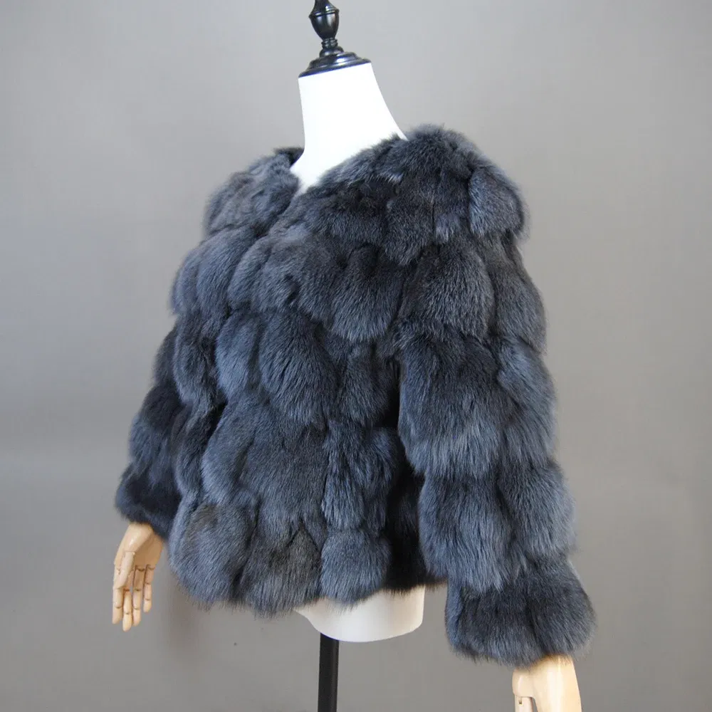 Color: Fuchsia, Size: M - 2025 New Style Real Fur Coat 100% Natural Fur Jacket Female Winter Warm Leather Fox Fur Coat High Quality Fur Vest