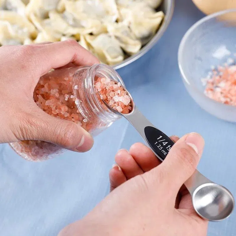Color: Light Grey, Measuring Weight: 1g - 8Pcs/Set Magnetic Measuring Spoon Set Stainless Steel Stackable Double-sided Teaspoons Metal Accurate for Cooking Baking Food