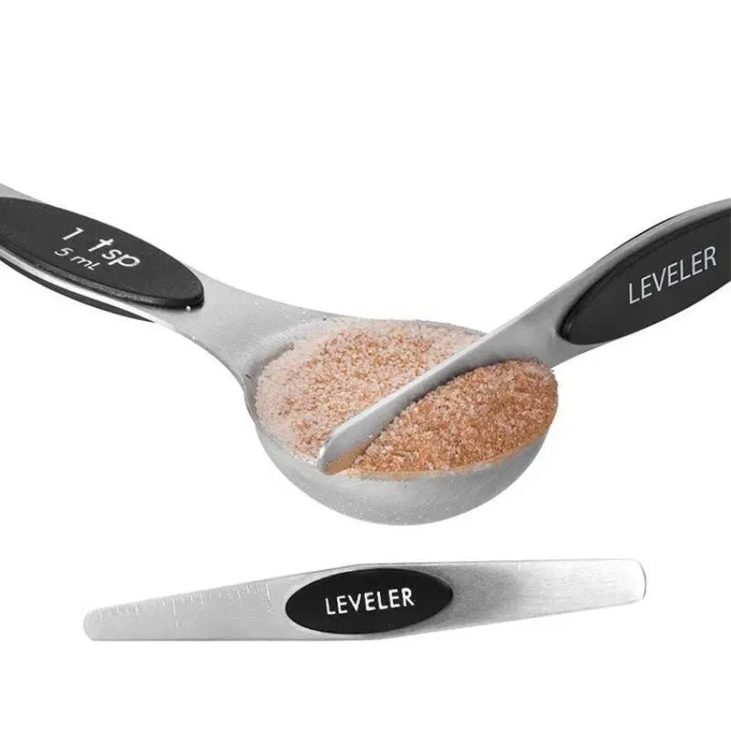 Color: Light Grey, Measuring Weight: 1g - 8Pcs/Set Magnetic Measuring Spoon Set Stainless Steel Stackable Double-sided Teaspoons Metal Accurate for Cooking Baking Food