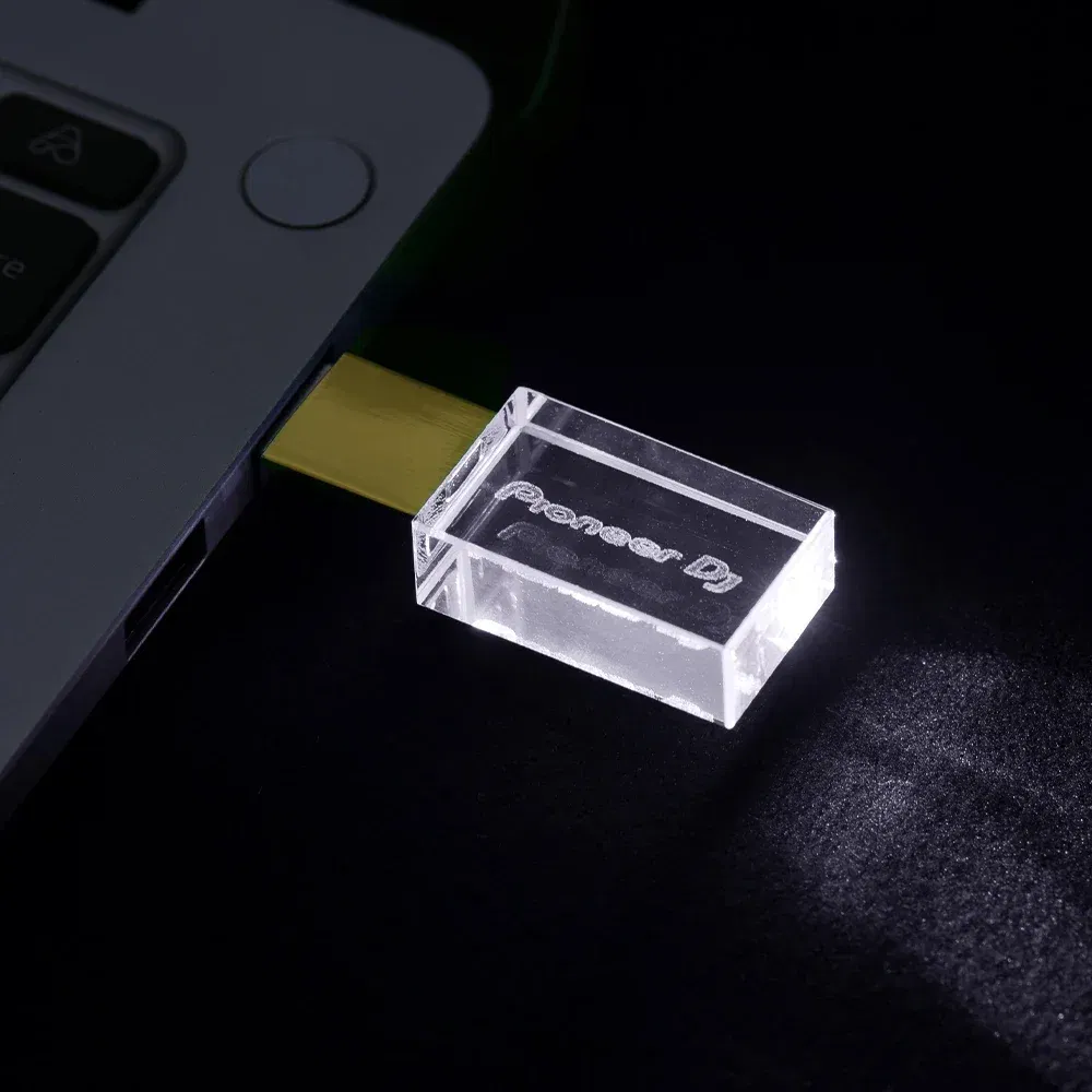 Color: WHITE, Capacity: 64 GB - JASTER Luminous USB drive Gold Lid Crystal USB Flash Drive 128GB Pendrive 64GB Colorful LED Memory Stick 16GB with Pioneer DJ