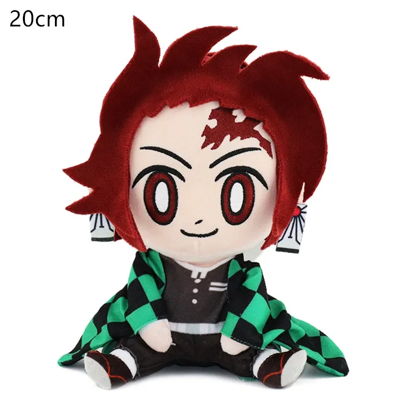 Color: FireBrick, Height: 0-10cm - 20CM New Product Japanese Anime Ghost Slayer: Blade Plush Doll Tanjiro Nezuko Game Peripheral Children's Doll Kawaii Pillow