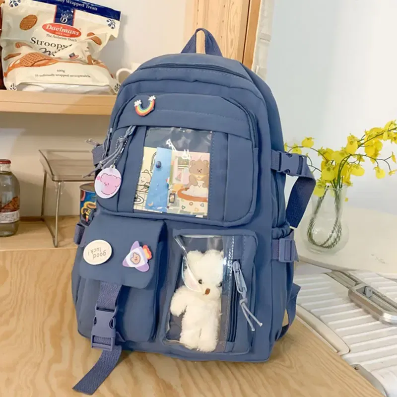 Color: PURPLE - Cute Girls Backpack Fashion Cartoon Teen Student School Backpack Lovely Women's Bag Versatile Laptop Girl's School Bag