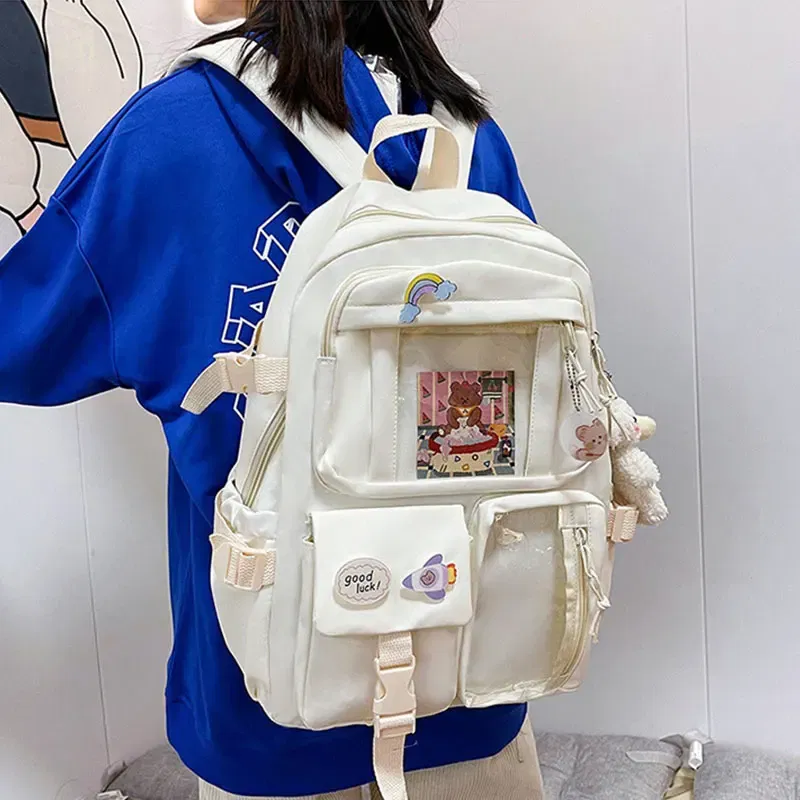 Color: PURPLE - Cute Girls Backpack Fashion Cartoon Teen Student School Backpack Lovely Women's Bag Versatile Laptop Girl's School Bag