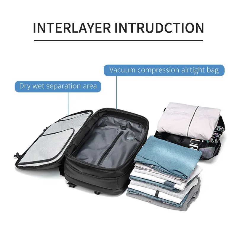 Color: Light Grey - Men Travel Backpack vacuum compression 17 inch Laptop Business Large Capacity school Backpack Expanded outdoors Hiking backpack
